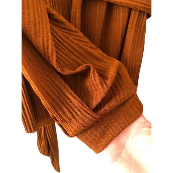 ZARA Basic Scoop V-Neck Wrap Blouse with Waist Bow Tie Size M​​​ - Picture 14 of 16